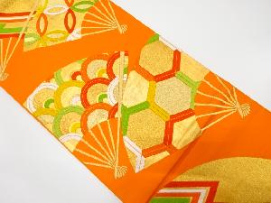 アンティーク　扇面に古典柄織り出し袋帯（着用可）